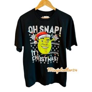 NWT Shrek Oh Snap it’s Christmas Black Short Sleeve Graphic Tee Shirt